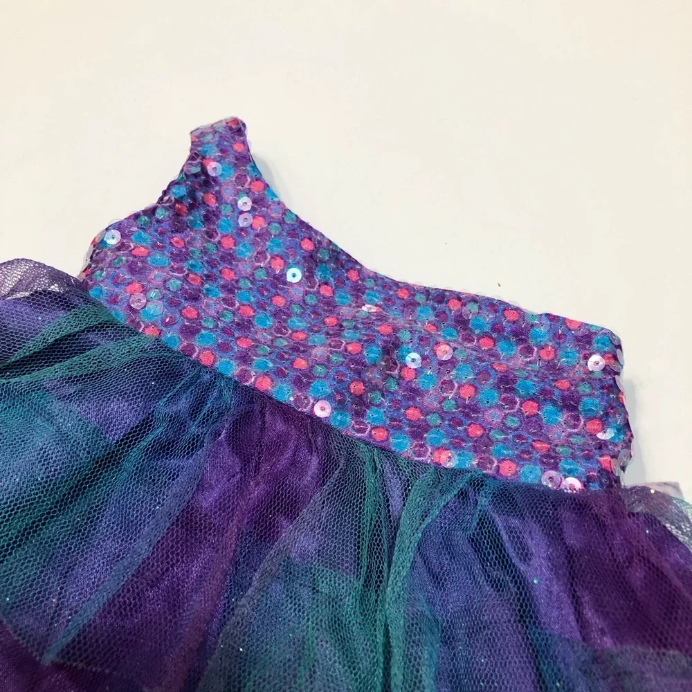 Build-A-Bear Workshop Purple Sequin & Tulle One Shoulder Dress
